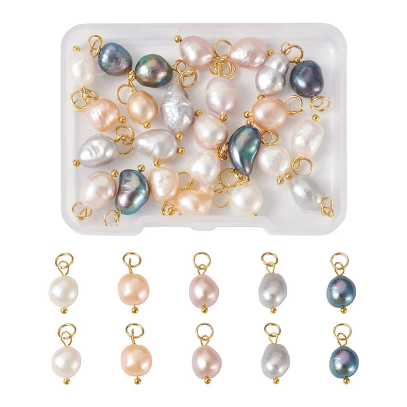30pcs/Box Baroque Pearl Pendants Freshwater Irregular Pendant DIY Jewelry Making