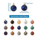 30pcs Natural Stone Charms Pendants 14x10.5mm For DIY Jewelry Making Mixed