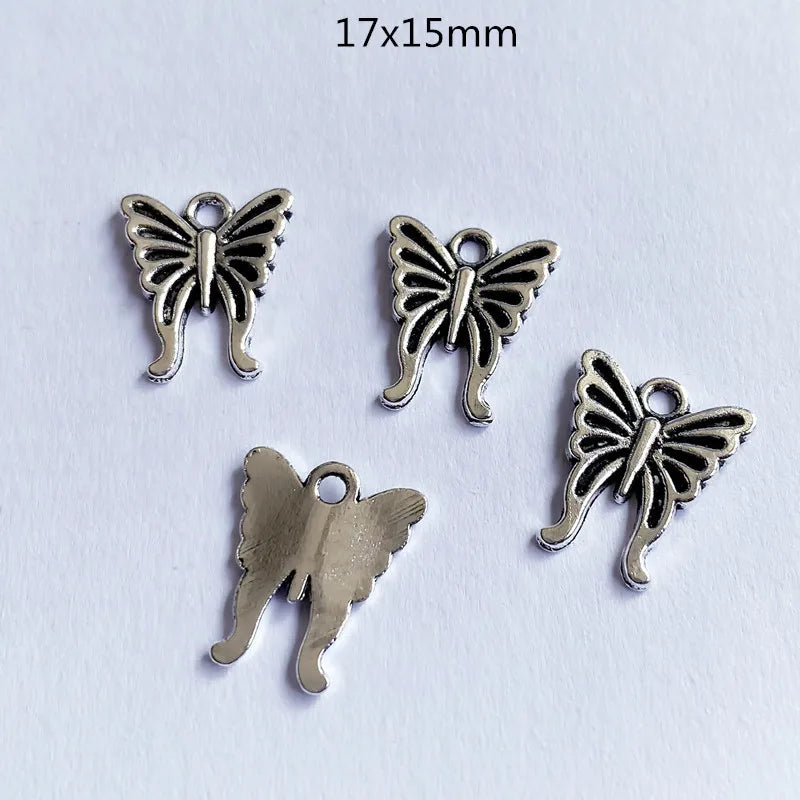 30pcs Butterfly Charms Tibetan Silver Pendant For DIY Women Necklace Jewelry
