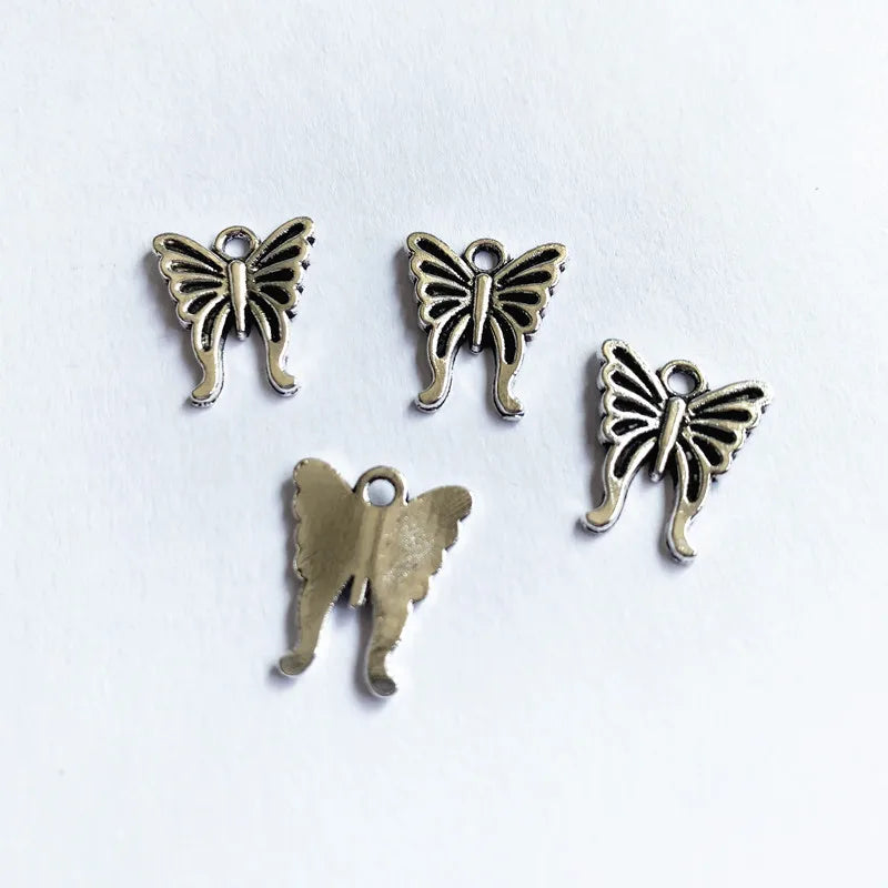 30pcs Butterfly Charms Tibetan Silver Pendant For DIY Women Necklace Jewelry
