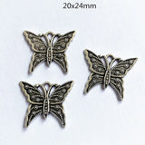30pcs Butterfly Charms Tibetan Silver Pendant For DIY Women Necklace Jewelry