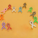 30pcs CCB Breast Cancer Awareness Ribbon Charm Dangle Charms