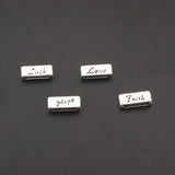 30pcs Hope Love Luck Faith Slider Beads for Flat Leather Cord Bracelets