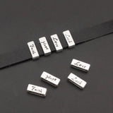 30pcs Hope Love Luck Faith Slider Beads for Flat Leather Cord Bracelets