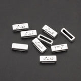 30pcs Hope Love Luck Faith Slider Beads for Flat Leather Cord Bracelets