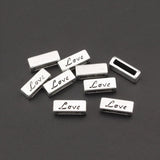 30pcs Hope Love Luck Faith Slider Beads for Flat Leather Cord Bracelets