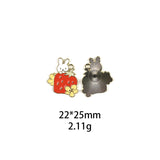 30 Cat Strawberry Enamel Charms 18*25mm DIY Earrings Necklace Beads