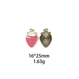 30 Cat Strawberry Enamel Charms 18*25mm DIY Earrings Necklace Beads