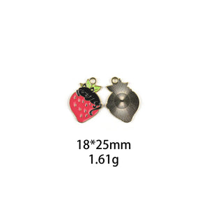 30 Cat Strawberry Enamel Charms 18*25mm DIY Earrings Necklace Beads