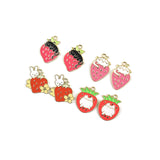 30 Cat Strawberry Enamel Charms 18*25mm DIY Earrings Necklace Beads