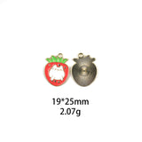 30 Cat Strawberry Enamel Charms 18*25mm DIY Earrings Necklace Beads