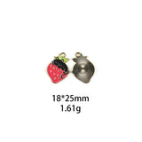 30 Cat Strawberry Enamel Charms 18*25mm DIY Earrings Necklace Beads