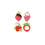 30 Cat Strawberry Enamel Charms 18*25mm DIY Earrings Necklace Beads