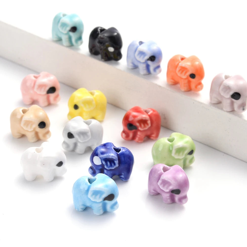 30pcs Colorful Elephant Spacer Beads DIY Jewelry Bracelet Necklace