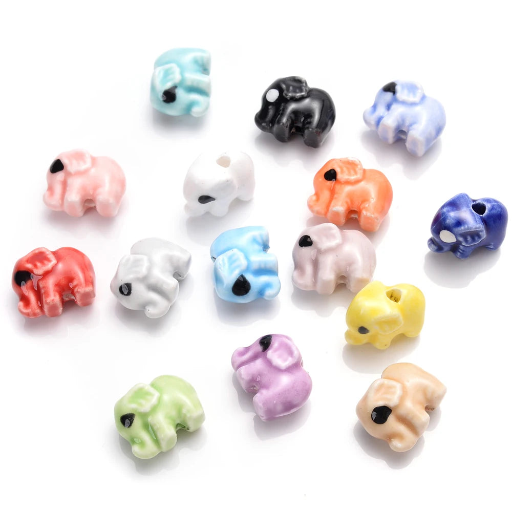 30pcs Colorful Elephant Spacer Beads DIY Jewelry Bracelet Necklace