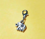 30pcs Baby Elephant Charm With Lobster Clasp Antique Silver Plated