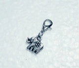 30pcs Baby Elephant Charm With Lobster Clasp Antique Silver Plated