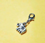 30pcs Baby Elephant Charm With Lobster Clasp Antique Silver Plated