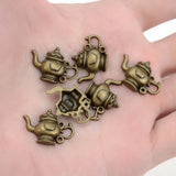 30pcs 3D Kettle Teapot Charms Tibetan Bronze Pendants