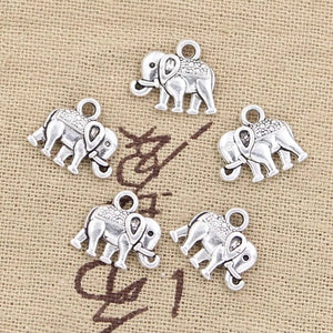 30pcs Double Sided Elephant Charms 13x12mm Bronze Silver Pendants DIY Jewelry