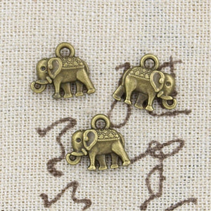 30pcs Double Sided Elephant Charms 13x12mm Bronze Silver Pendants DIY Jewelry