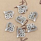 30pcs Hollow Heart Charms Craft Pendant Vintage Tibetan Bronze Silver