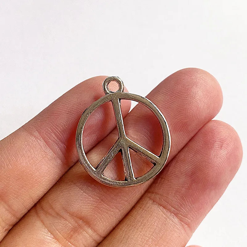 30pcs Peace Charm Pendant Silver DIY Jewelry Making