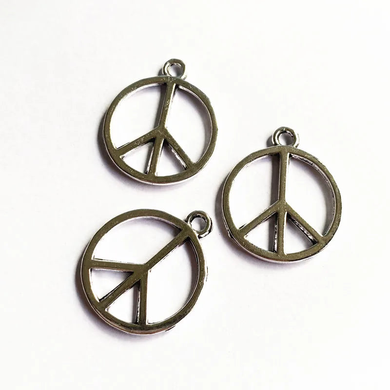 30pcs Peace Charm Pendant Silver DIY Jewelry Making