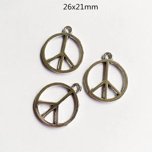 30pcs Peace Charm Pendant Silver DIY Jewelry Making