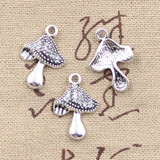 30pcs Mushroom Charms Pendants Antique Silver DIY Necklace Crafts Findings