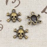 30pcs Skeleton Bone Head Charms Antique Bronze Silver Pendants DIY Jewelry