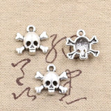 30pcs Skeleton Bone Head Charms Antique Bronze Silver Pendants DIY Jewelry