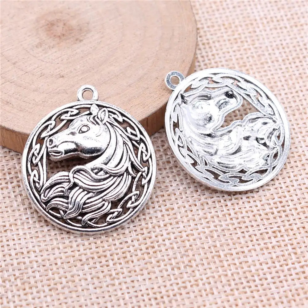30pcs Horse Charms 34x30mm Antique Silver DIY Jewelry Findings Pendant