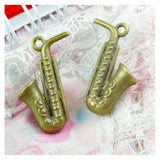 30pcs Saxophone Horn Charms Antique Bronze Pendants DIY Jewelry Accessory