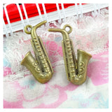 30pcs Saxophone Horn Charms Antique Bronze Pendants DIY Jewelry Accessory