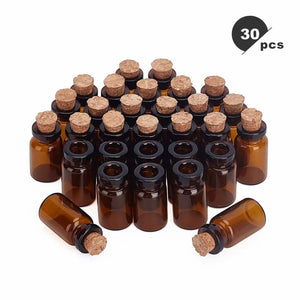 30pcs Clear Glass Bottles with Corks Mini Bead Containers Wishing Vials
