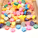30pcs Colorful Rose Flower Polymer Spacer Clay Beads Jewelry Making DIY