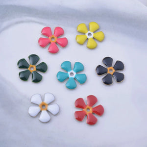 30pcs Colorful Enamel Flower Beads Red 12mm Spacer Bracelet Earring Findings