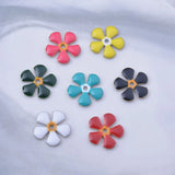 30pcs Colorful Enamel Flower Beads Red 12mm Spacer Bracelet Earring Findings