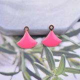 30pcs Copper Charms Small Fan-shaped Earring Necklace Enamel Pendant