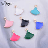 30pcs Copper Charms Small Fan-shaped Earring Necklace Enamel Pendant