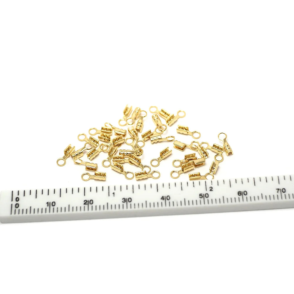 30pcs 24K Plated Brass Crimp End Tips for Jewelry Making