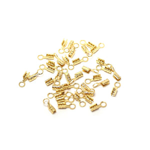30pcs 24K Plated Brass Crimp End Tips for Jewelry Making