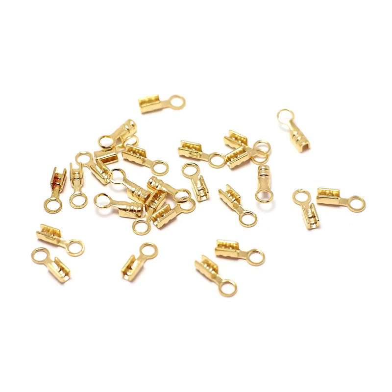 30pcs 24K Plated Brass Crimp End Tips for Jewelry Making
