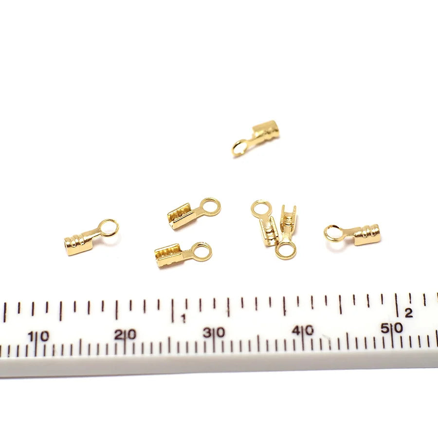 30pcs 24K Plated Brass Crimp End Tips for Jewelry Making