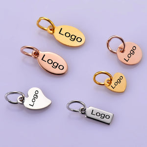 30pcs Stainless Steel Logo Tags Charm Necklace DIY Findings - Small Size