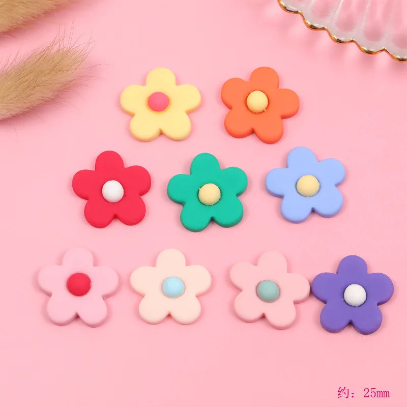 30pcs Flowers Resin Ornament DIY Craft Supplies Art Decoration