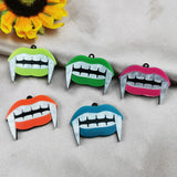 30pcs Halloween Charms DIY Jewelry Making Acrylic Dark Pink Mouth Teeth Pendant