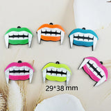 30pcs Halloween Charms DIY Jewelry Making Acrylic Dark Pink Mouth Teeth Pendant