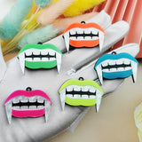 30pcs Halloween Charms DIY Jewelry Making Acrylic Dark Pink Mouth Teeth Pendant